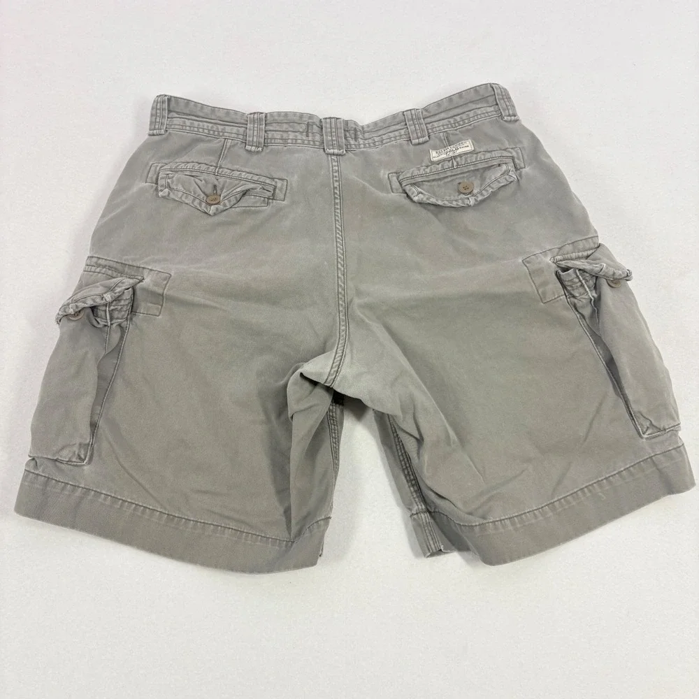 VTG Polo Ralph Lauren Men Cargo Shorts Y2K Grey Utility Fits Sz 35 Skater Grunge